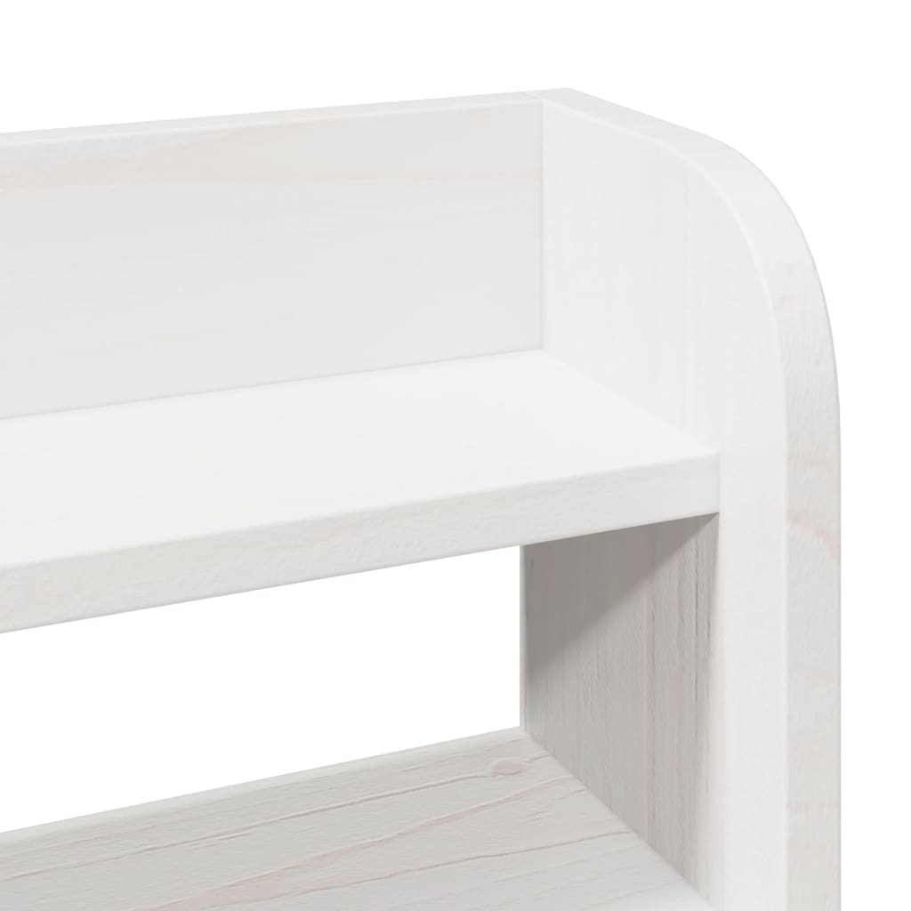 White Solid Pine Wood Headboard with Shelves, 150 cm