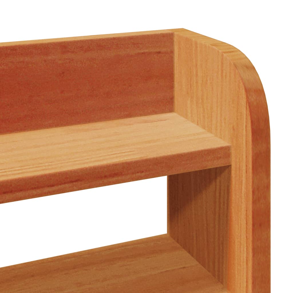 Wax Brown Solid Pine Headboard with Shelves - 150 cm