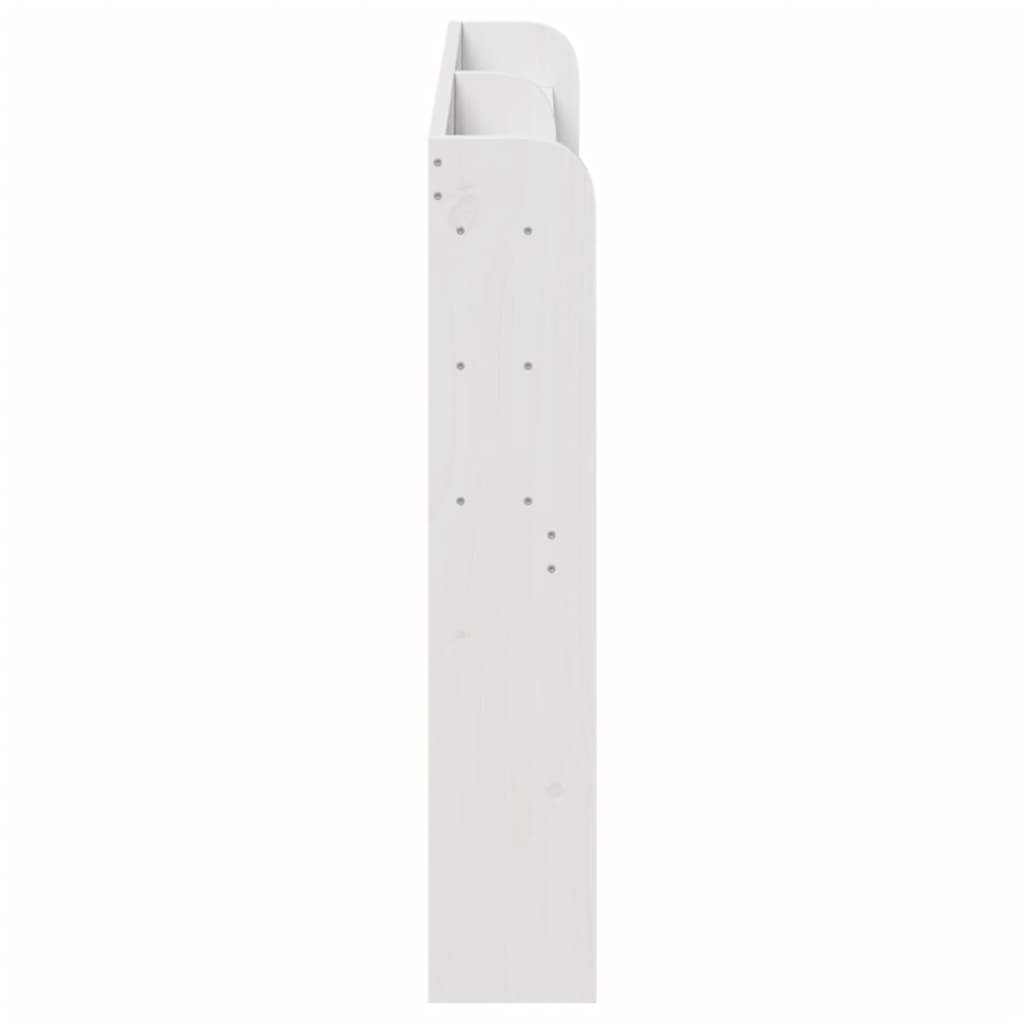 White Solid Pine Headboard with Shelves - 140 cm