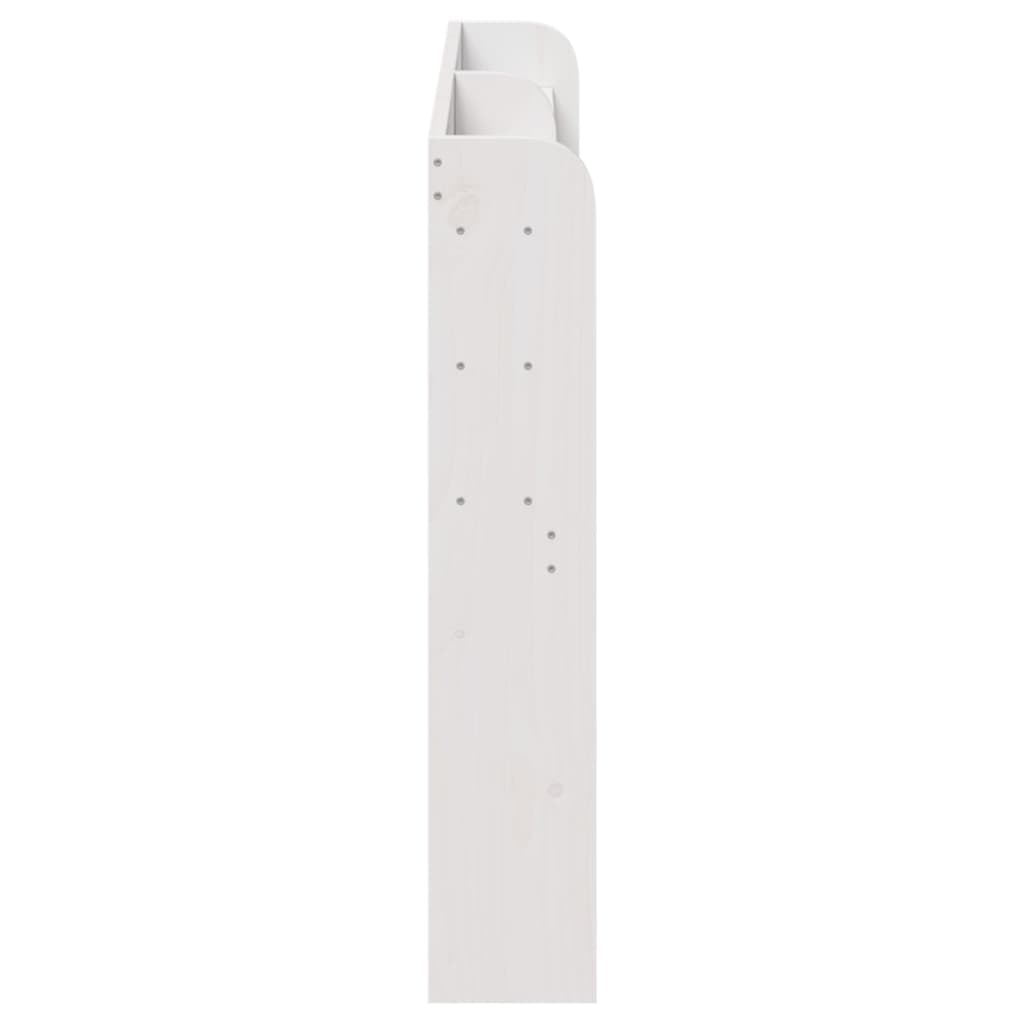 Solid Wood Pine White Headboard with Shelves - 120 cm