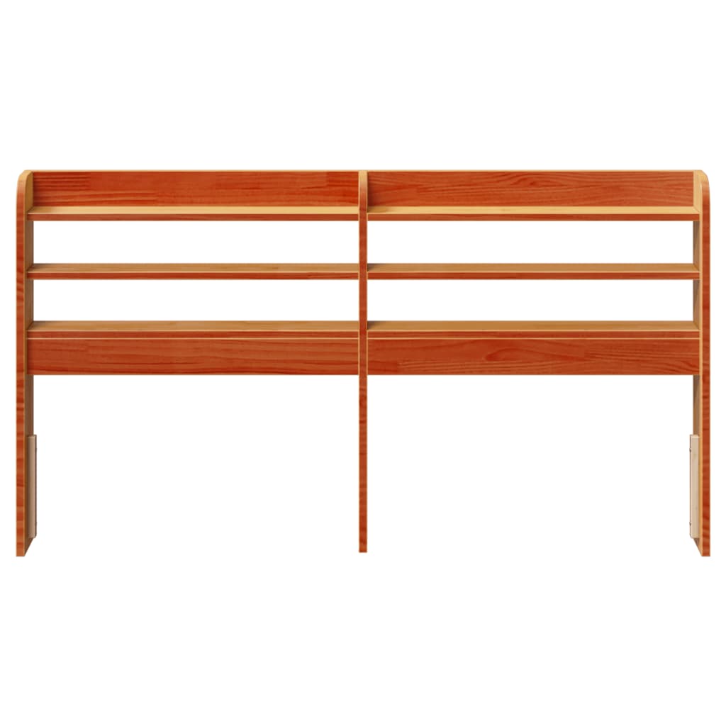 Solid Pine Headboard with Shelves, Wax Brown, 120 cm