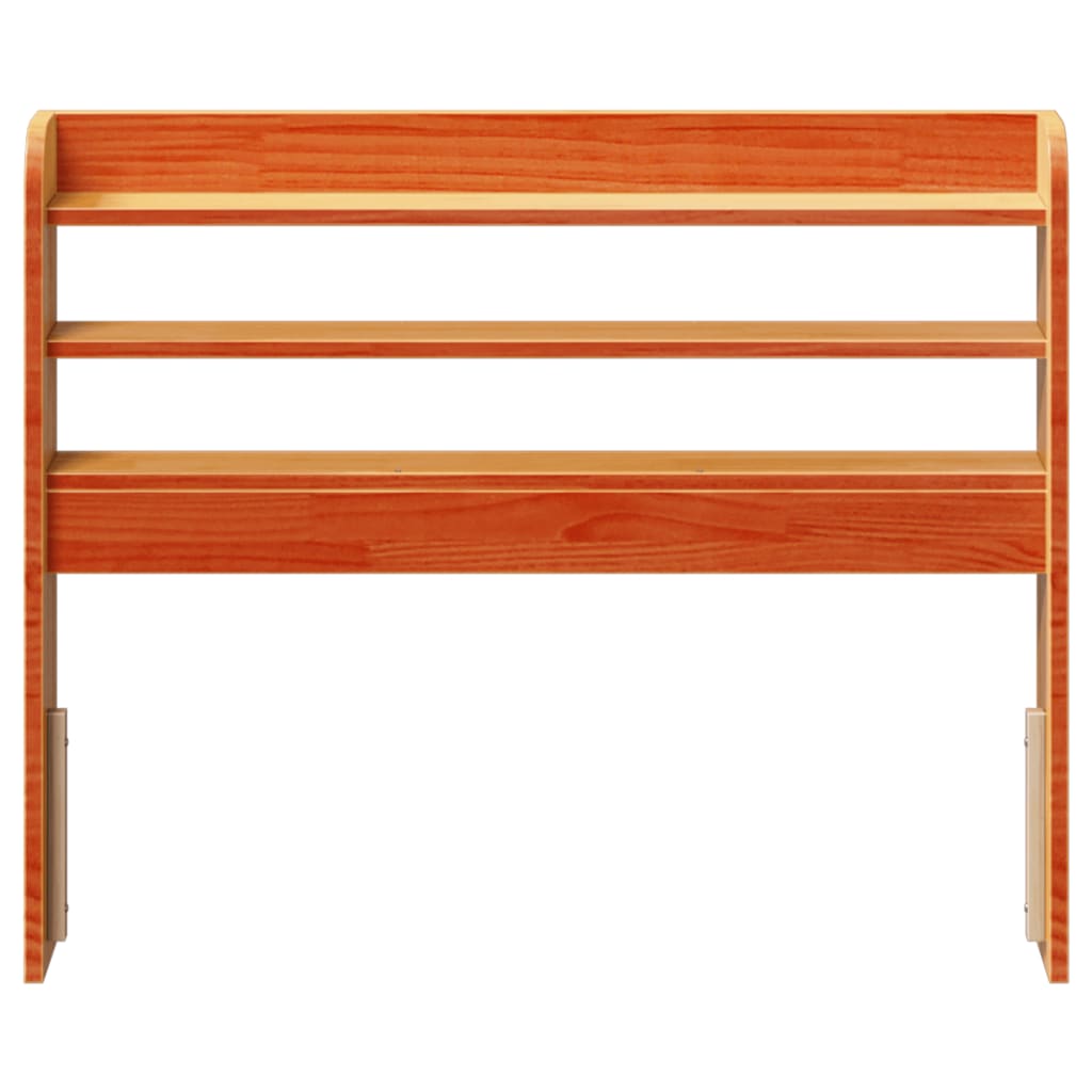 Solid Wood Pine Headboard with Shelves, Wax Brown, 100 cm