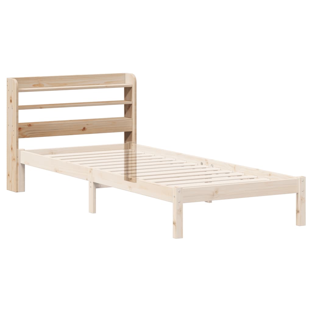 Solid Pine Wood Headboard with Shelves, 90cm - Storage Solution