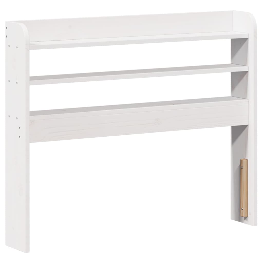 White Solid Pine Headboard with Shelves - 75 cm, Stylish Storage