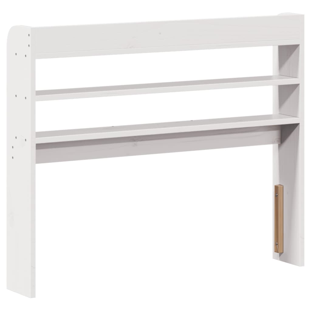 White Solid Pine Headboard with Shelves - 75 cm, Stylish Storage