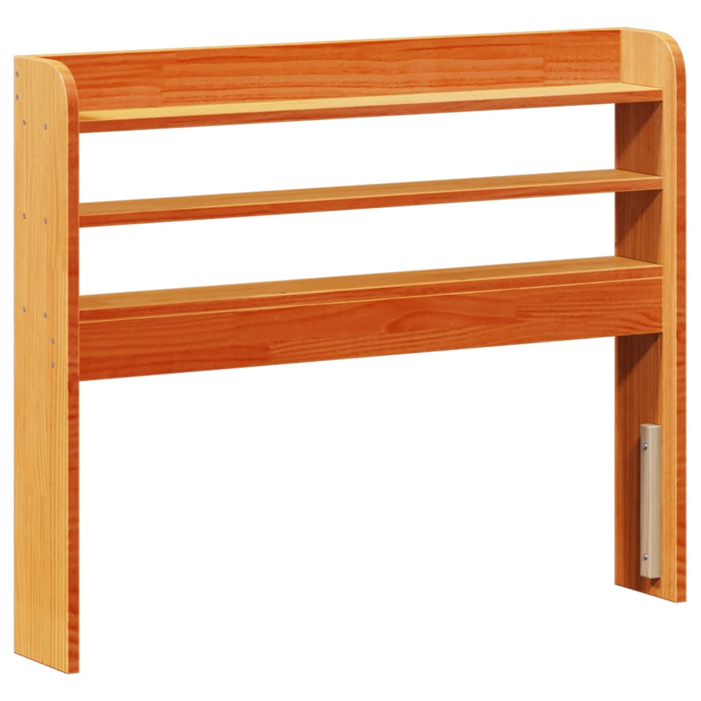 Solid Pine Wood Headboard with Shelves, Wax Brown, 75 cm