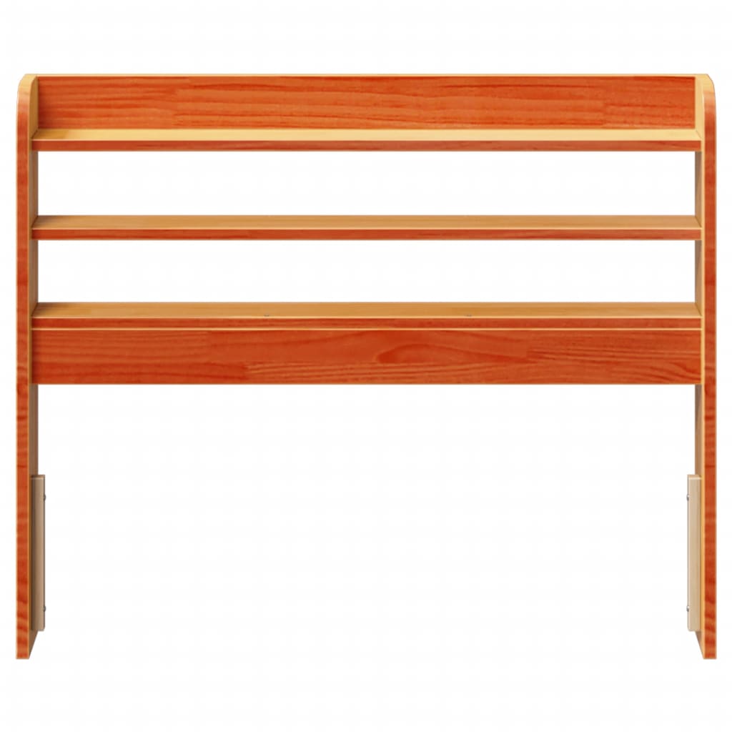 Solid Pine Wood Headboard with Shelves, Wax Brown, 75 cm