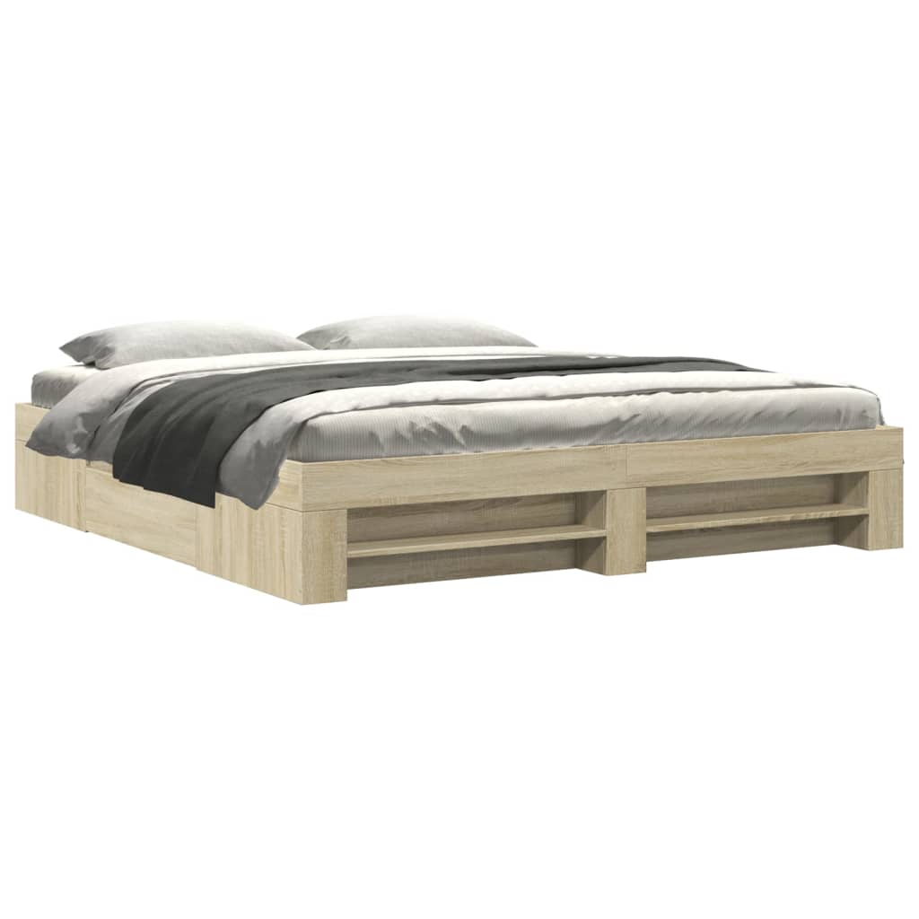 Bed Frame without Mattress Sonoma Oak 200x200 cm Engineered Wood