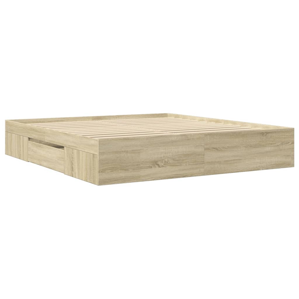 Bed Frame without Mattress Sonoma Oak 200x200 cm Engineered Wood