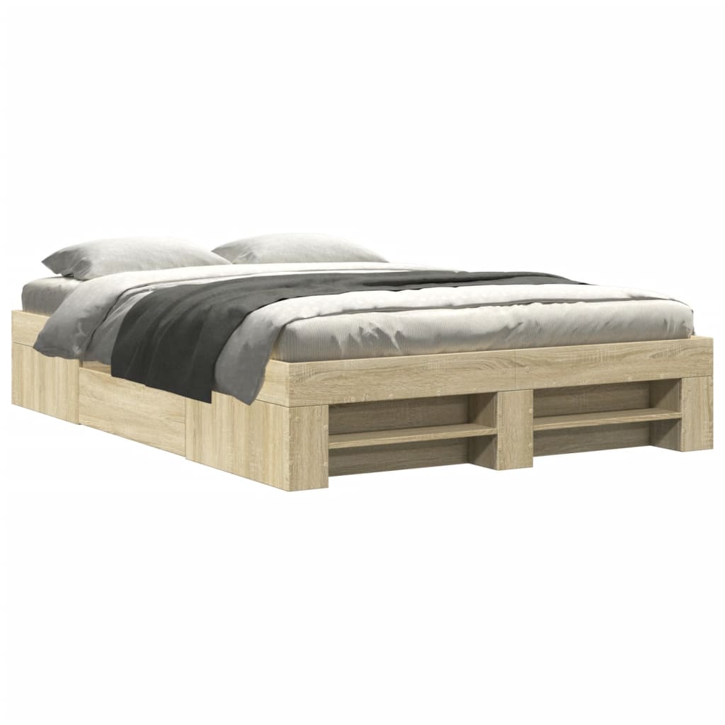 Bed Frame without Mattress Sonoma Oak 120x200 cm Engineered Wood