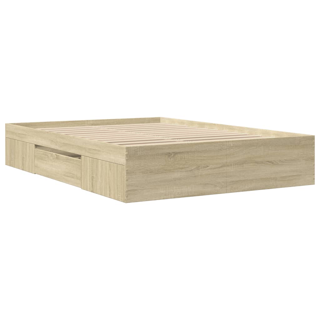 Bed Frame without Mattress Sonoma Oak 120x200 cm Engineered Wood