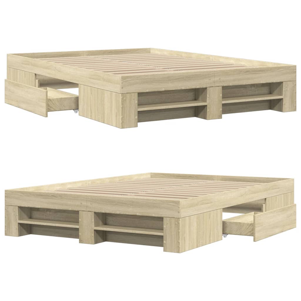 Bed Frame without Mattress Sonoma Oak 120x200 cm Engineered Wood