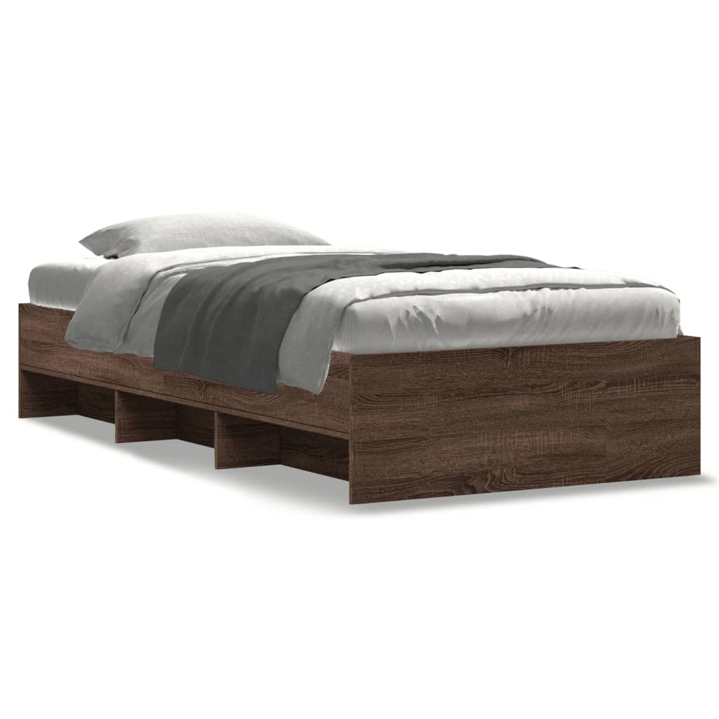 Bed Frame without Mattress Brown Oak 100x200 cm Engineered Wood