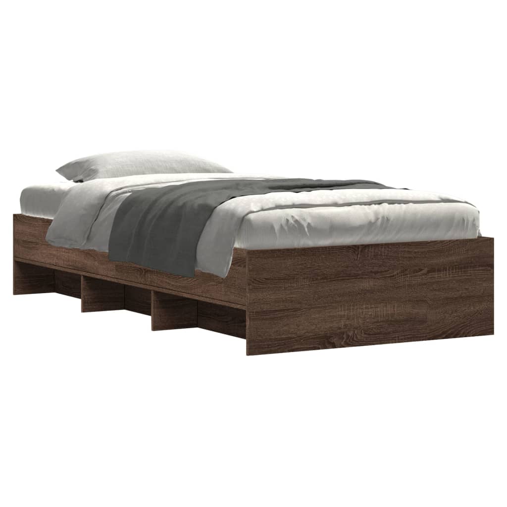 Bed Frame without Mattress Brown Oak 100x200 cm Engineered Wood