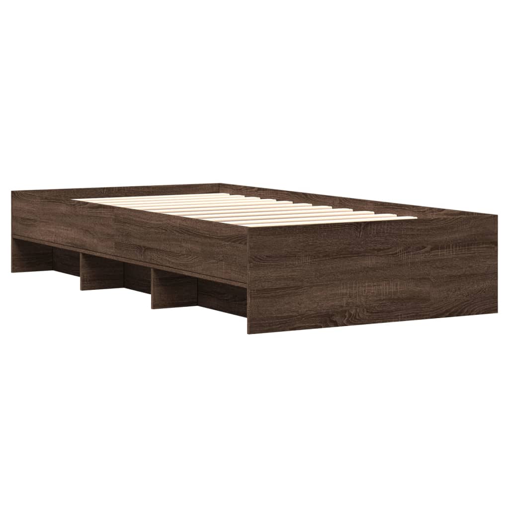 Bed Frame without Mattress Brown Oak 100x200 cm Engineered Wood