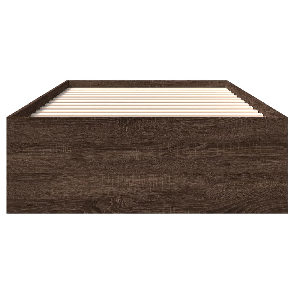 Bed Frame without Mattress Brown Oak 100x200 cm Engineered Wood