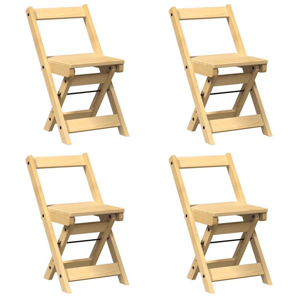Foldable Dining Chairs 4 pcs, Solid Pine Wood, Wax Brown Finish