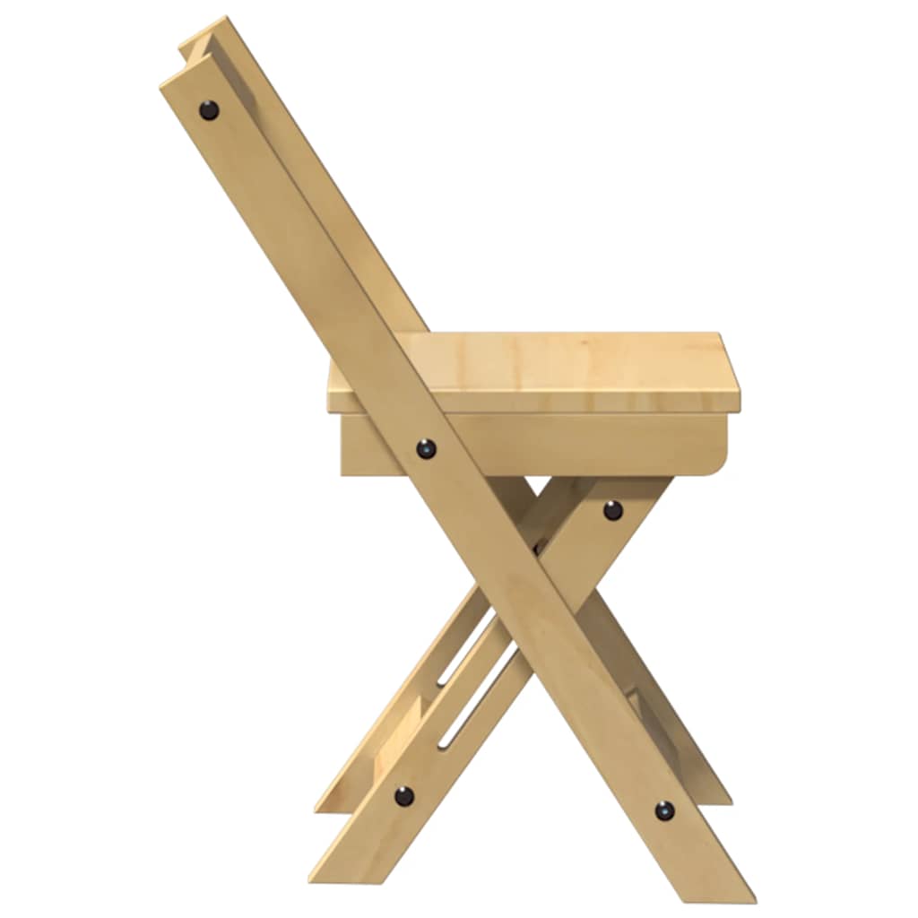 Foldable Dining Chairs 4 pcs, Solid Pine Wood, Wax Brown Finish