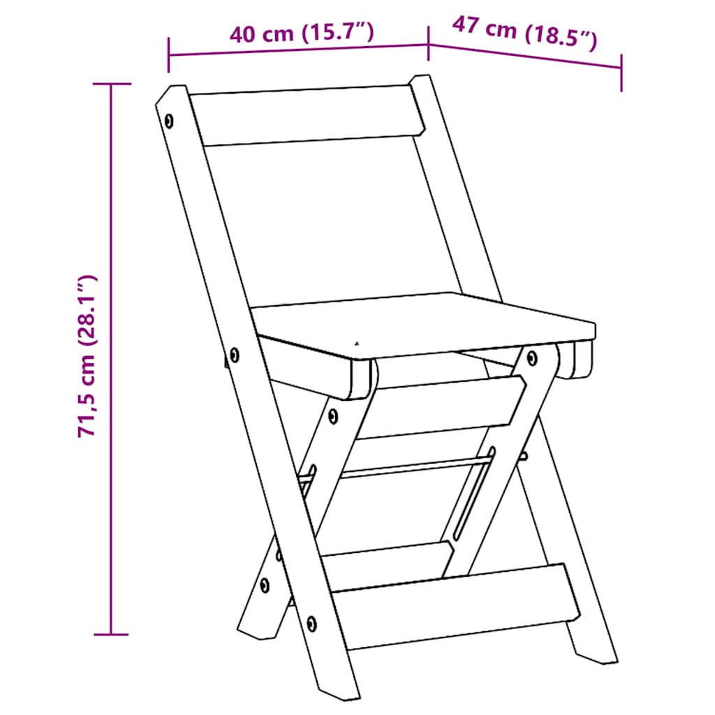 Foldable Dining Chairs 4 pcs, Solid Pine Wood, Wax Brown Finish