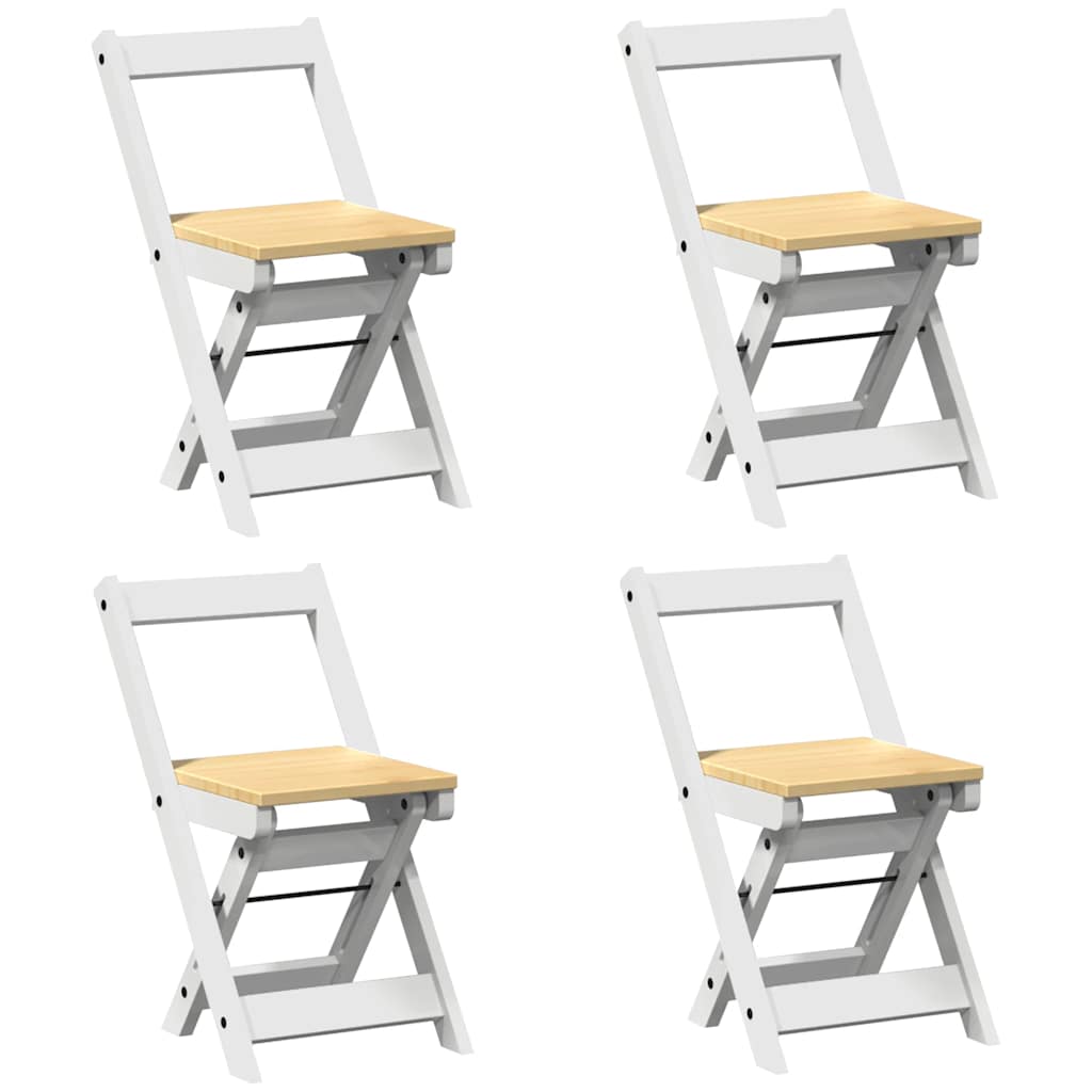 Foldable Dining Chairs 4 pcs - Solid Pine Wood, Corona White