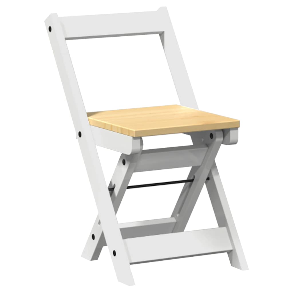 Foldable Dining Chairs 4 pcs - Solid Pine Wood, Corona White