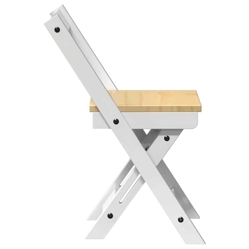 Foldable Dining Chairs 4 pcs - Solid Pine Wood, Corona White