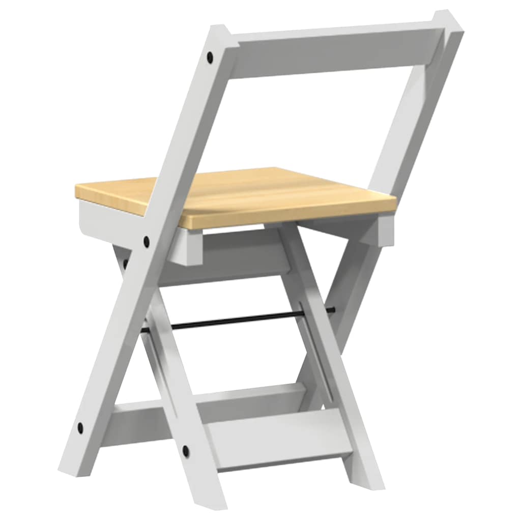 Foldable Dining Chairs 4 pcs - Solid Pine Wood, Corona White