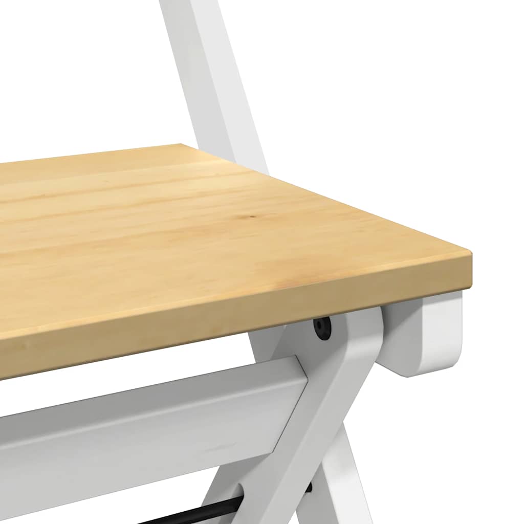 Foldable Dining Chairs 4 pcs - Solid Pine Wood, Corona White