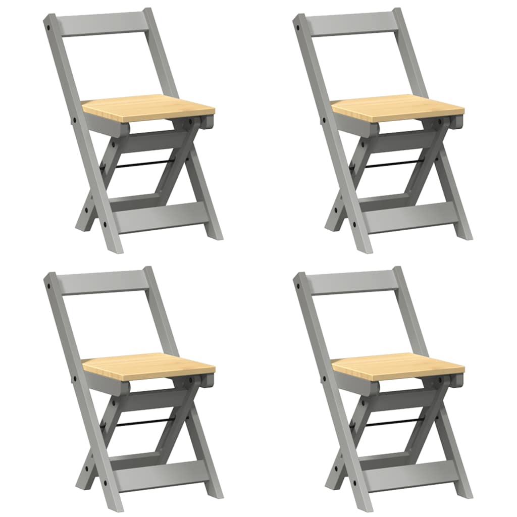 Corona Grey Solid Wood Pine Foldable Dining Chairs, 4 Pcs Set