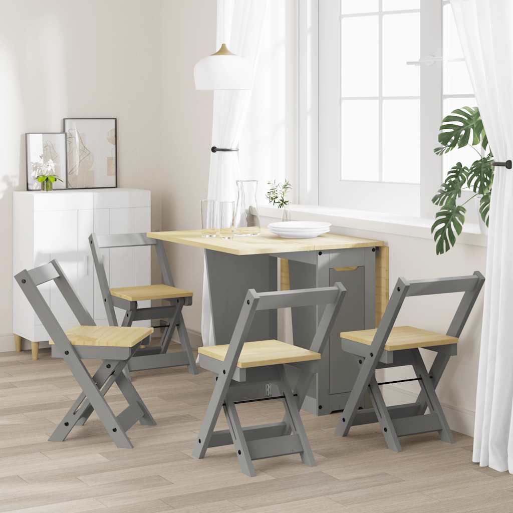 Corona Grey Solid Wood Pine Foldable Dining Chairs, 4 Pcs Set