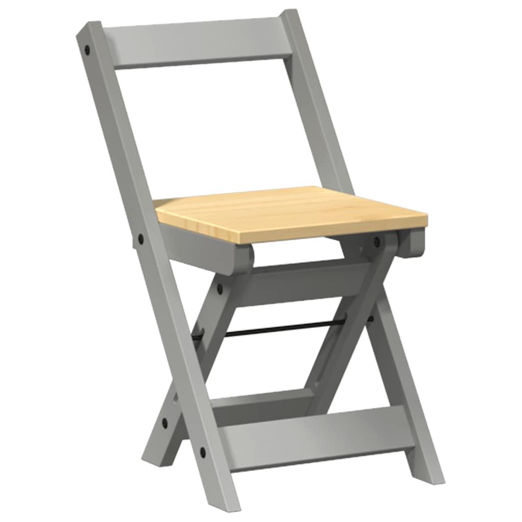 Corona Grey Solid Wood Pine Foldable Dining Chairs, 4 Pcs Set