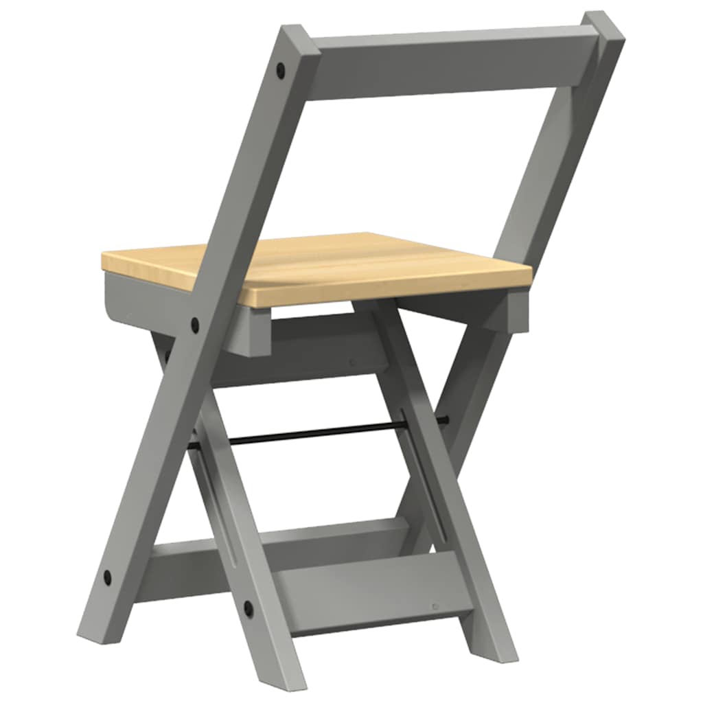 Corona Grey Solid Wood Pine Foldable Dining Chairs, 4 Pcs Set