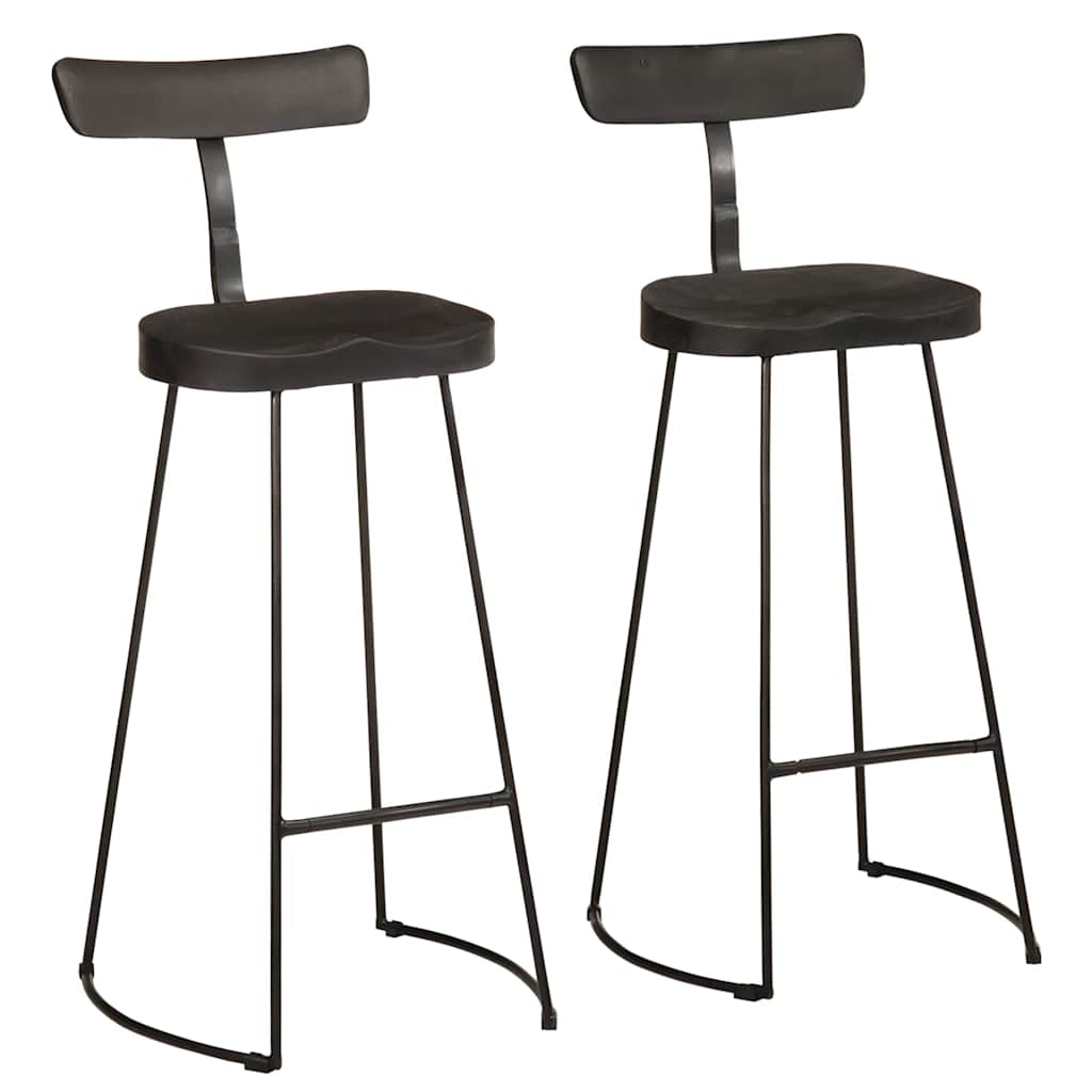 Black Mango Wood Bar Stools Set of 2 - 49x43x103 cm