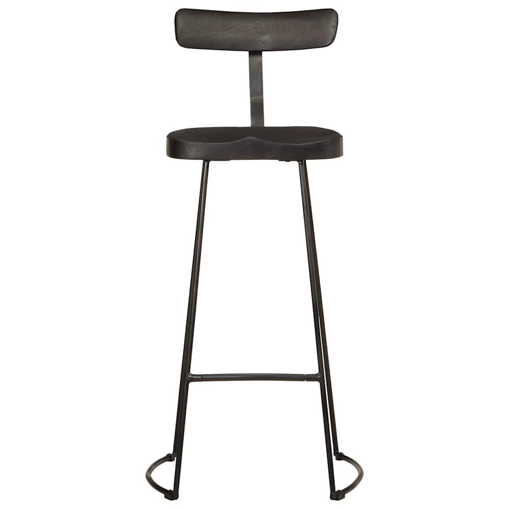 Black Mango Wood Bar Stools Set of 2 - 49x43x103 cm