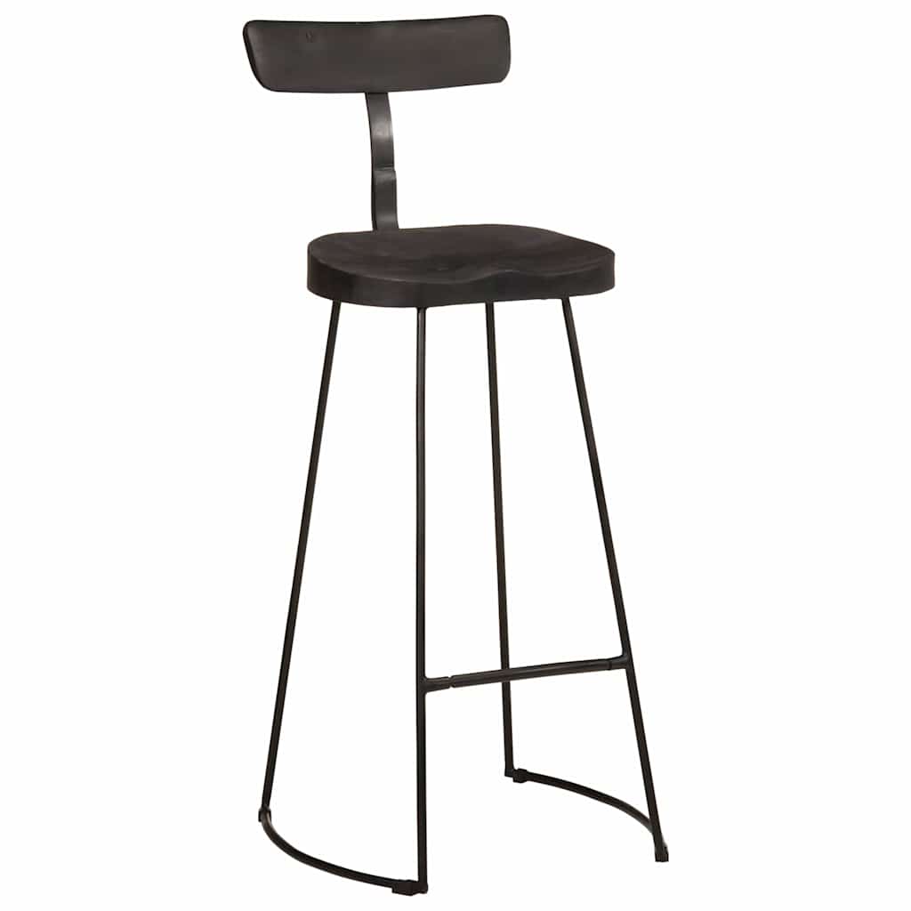 Black Mango Wood Bar Stools Set of 2 - 49x43x103 cm