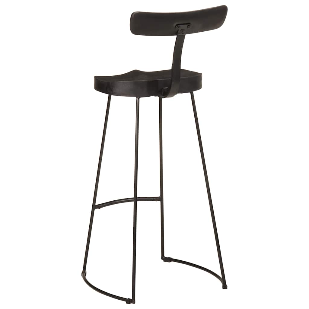 Black Mango Wood Bar Stools Set of 2 - 49x43x103 cm