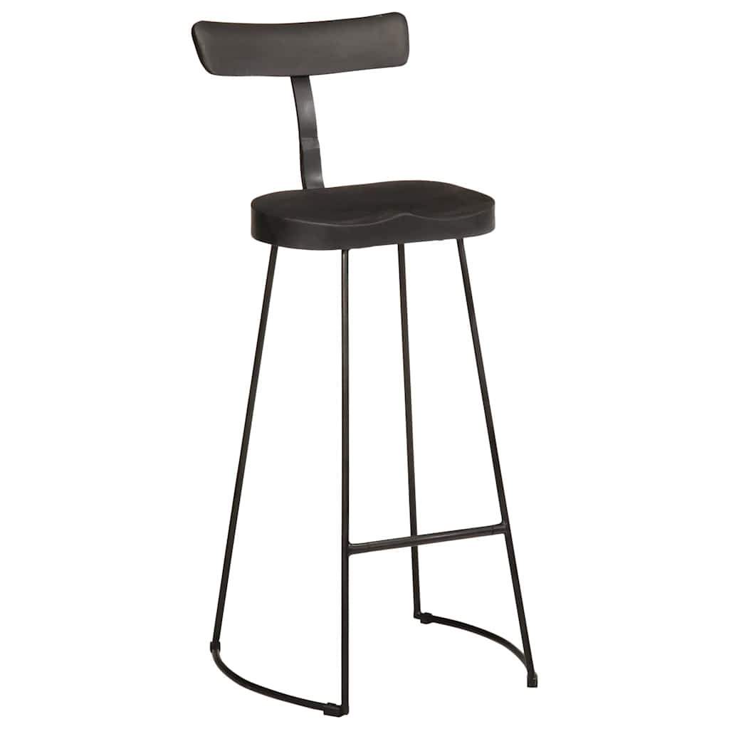 Black Mango Wood Bar Stools Set of 2 - 49x43x103 cm
