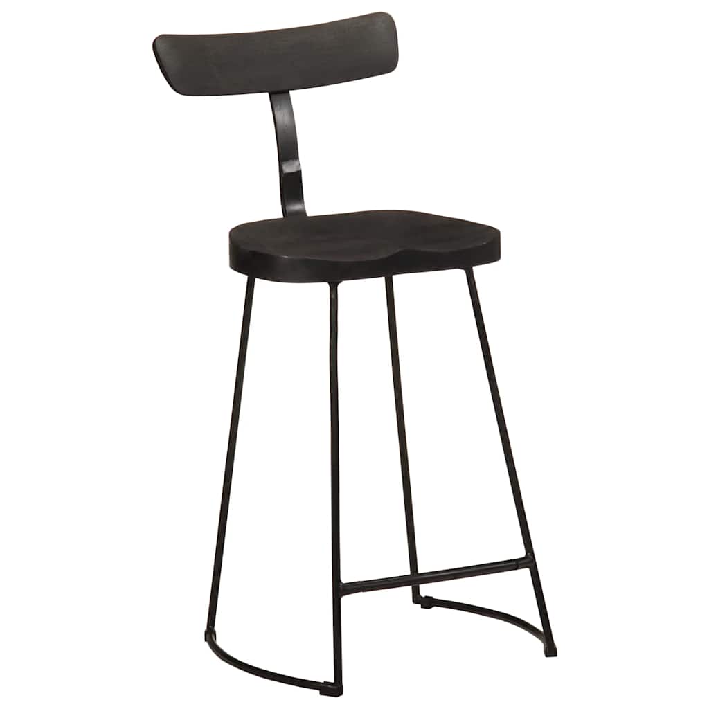 Black Mango Wood Bar Stools Set of 2 - 49x43x88 cm