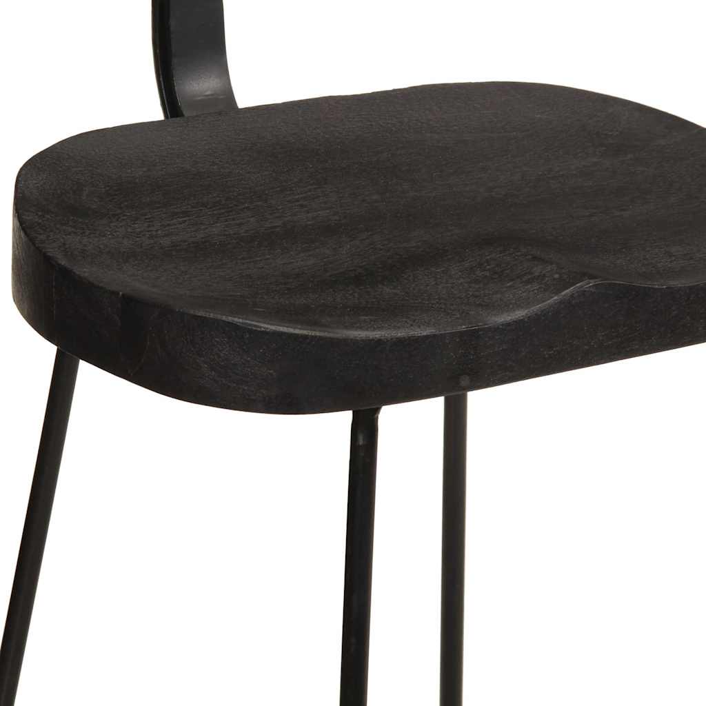 Black Mango Wood Bar Stools Set of 2 - 49x43x88 cm