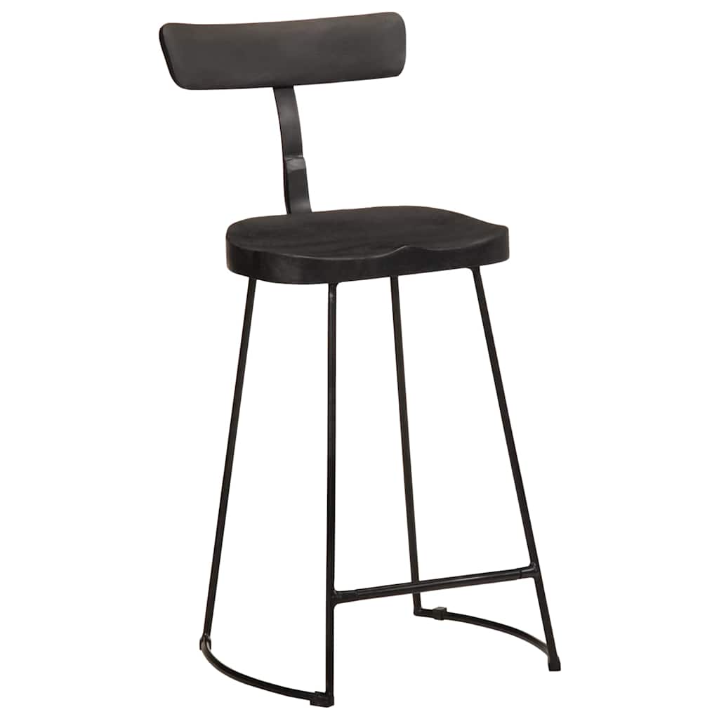 Black Mango Wood Bar Stools Set of 2 - 49x43x88 cm