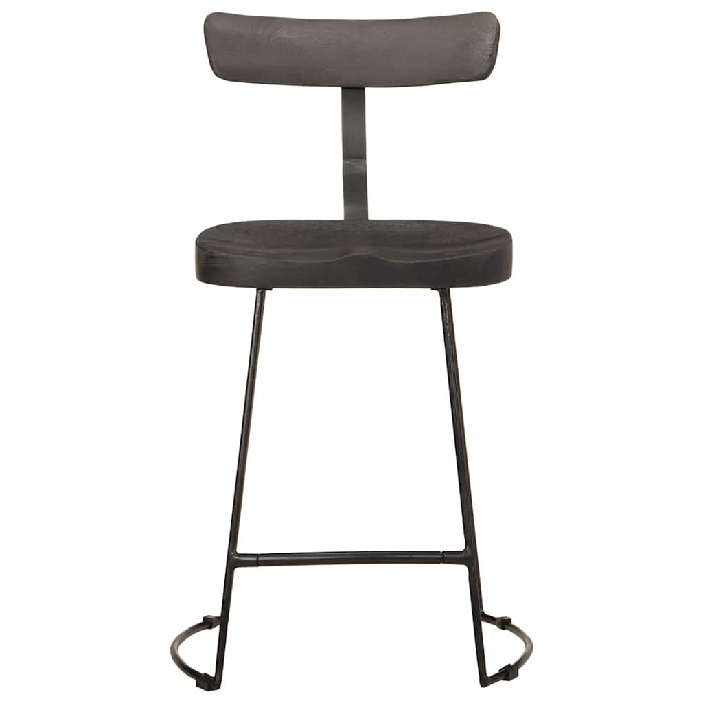 Black Mango Wood Bar Stools, Set of 2 (49x43x79 cm)