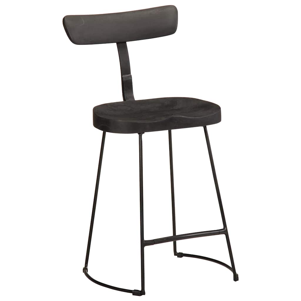Black Mango Wood Bar Stools, Set of 2 (49x43x79 cm)
