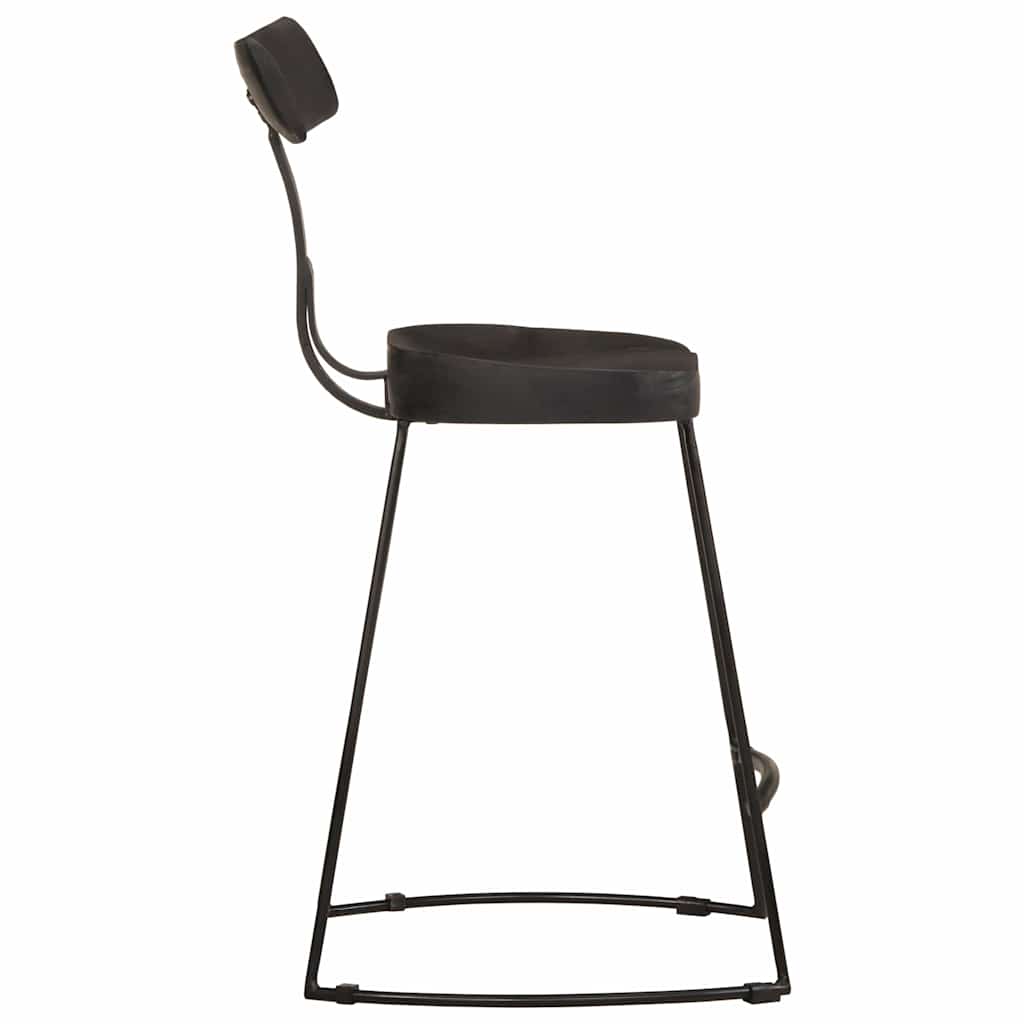 Black Mango Wood Bar Stools, Set of 2 (49x43x79 cm)