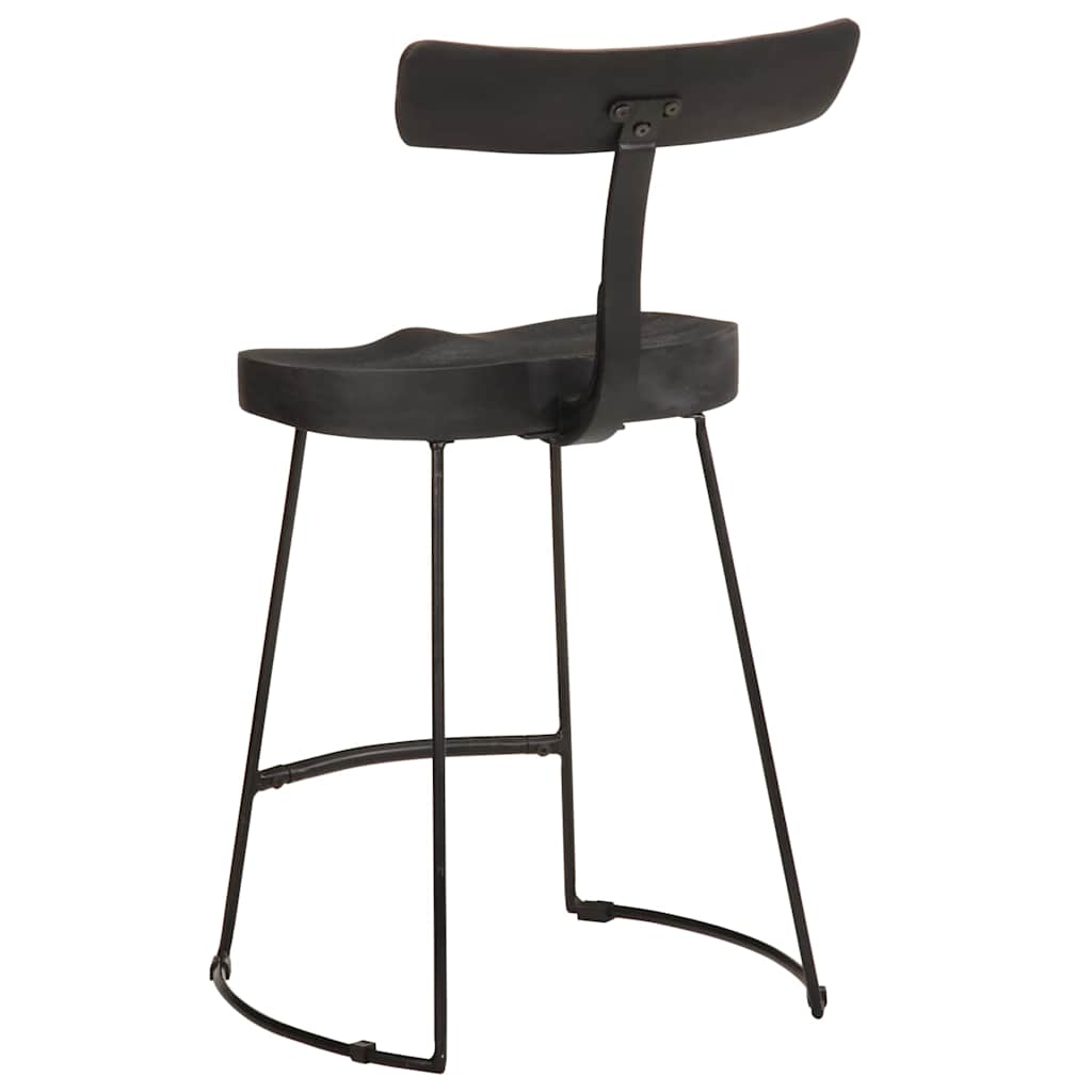 Black Mango Wood Bar Stools, Set of 2 (49x43x79 cm)