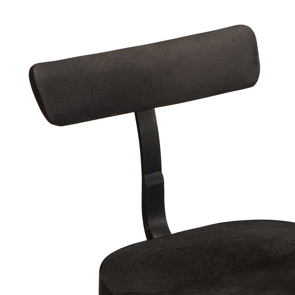 Black Mango Wood Bar Stools, Set of 2 (49x43x79 cm)