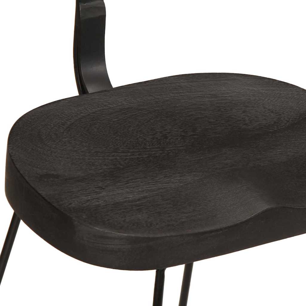 Black Mango Wood Bar Stools, Set of 2 (49x43x79 cm)