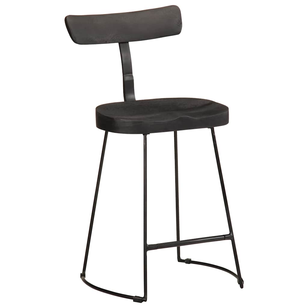 Black Mango Wood Bar Stools, Set of 2 (49x43x79 cm)