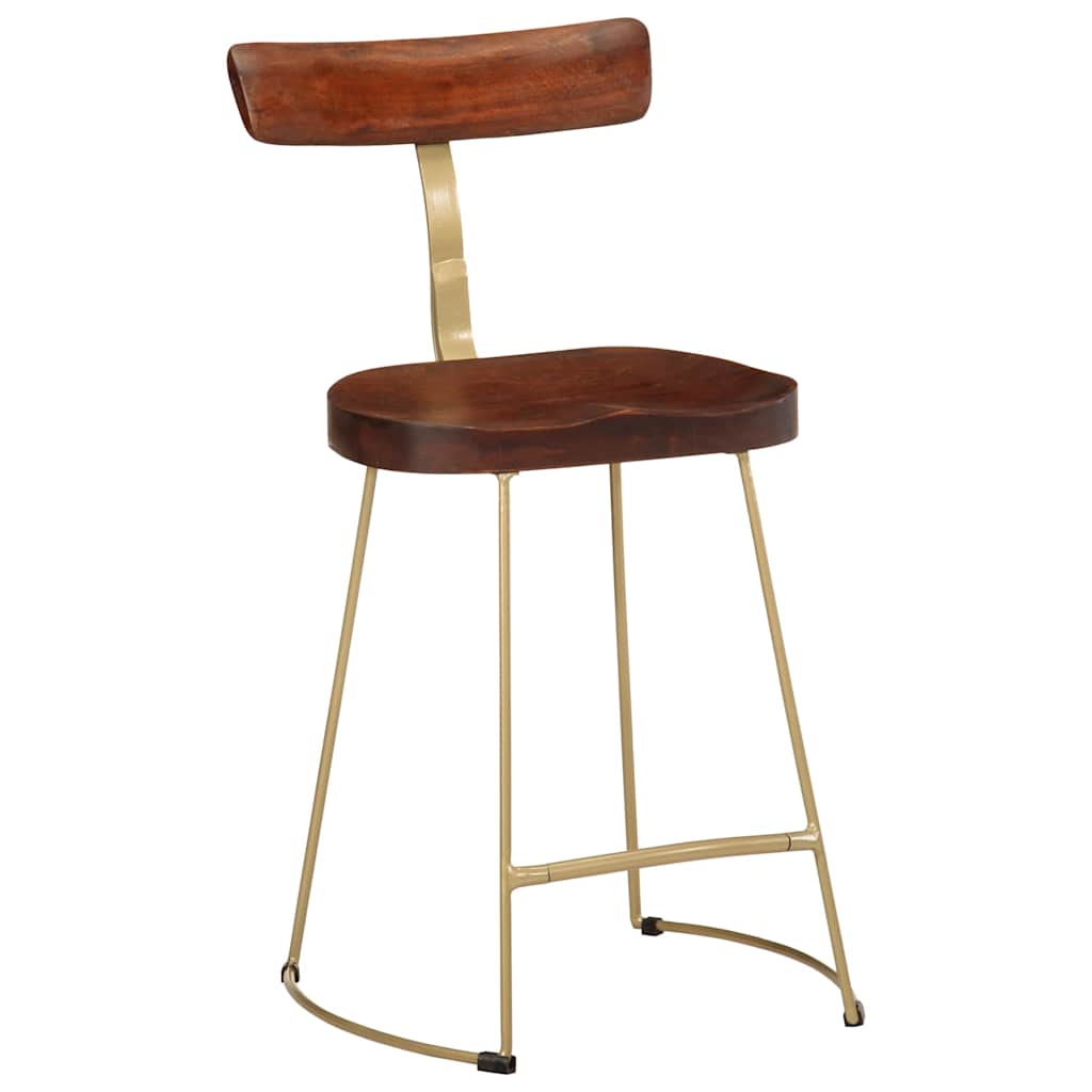 Solid Mango Wood Bar Stools Set of 2, 49x43x79 cm