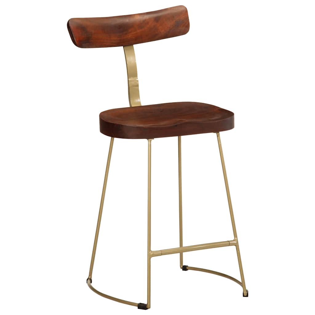 Solid Mango Wood Bar Stools Set of 2, 49x43x79 cm