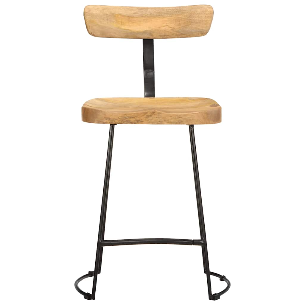 Solid Mango Wood Bar Stools Set of 2, 49x43x79 cm